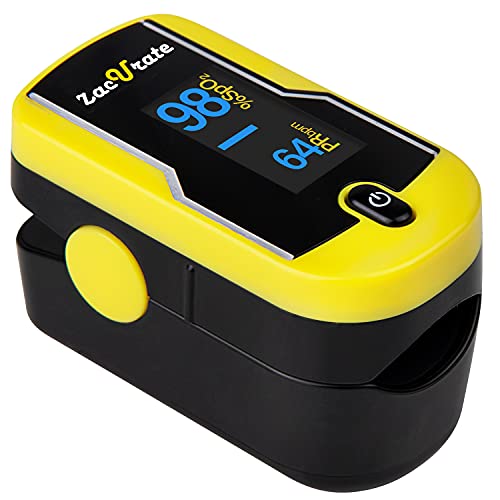 Zacurate 500F Fingertip Pulse Oximeter Blood Oxygen Saturation Monitor with lanyard included (Sunny Yellow), (NO BATTERIES)