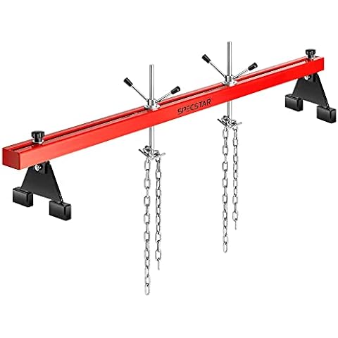 SPECSTAR 1100 Lbs Engine Support Bar Transverse Hoist for Motor Transmission with 2 Points Lift Holder and Dual Hooks Cover
