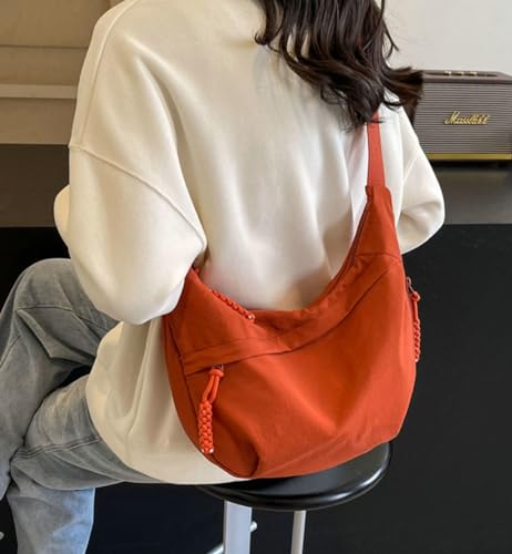 Image of Hobo Bag for Women Men Crescent Shoulder Bag Retro Nylon Canvas Crossbody Bag Slouchy Corduroy Dumpling Bag Purse | Retro