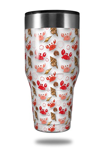 Skin Decal Wrap for Walmart Ozark Trail Tumblers 40oz Crabs and Shells White