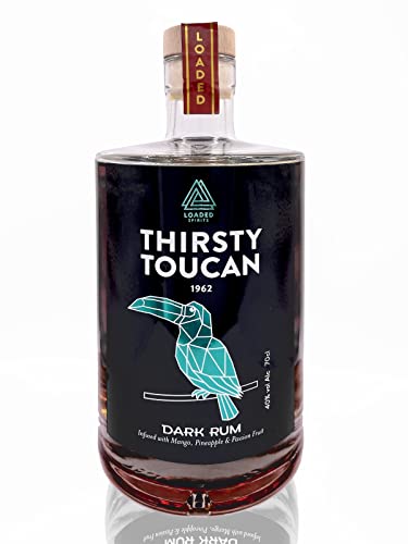Thirsty Toucan Dark Rum 70cl 40%, Mango, Pineapple & Passion Fruit Flavoured Rum | Loaded Spirits | Mango Rum, Pineapple Rum, Tropical Rum | Tiki Rum | Works with Kraken Rums