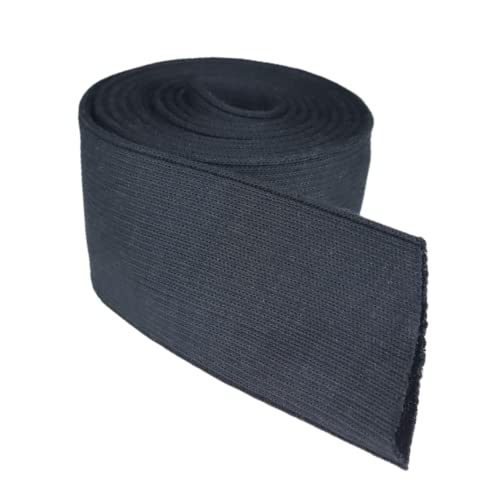 Premium Stretch Ribbing Fabric for Cuffs - Versatile Black Knit for Sweaters, Jackets, and Hoodies (8cm Wide, Sold by the Yard)