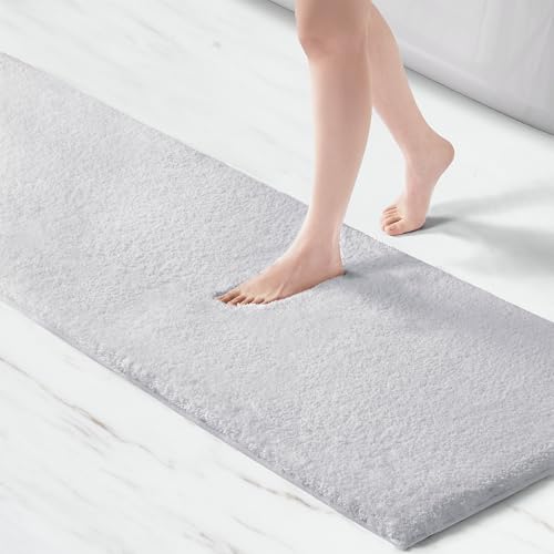 Madison Park Marshmallow Bathroom Rug Non Slip, Luxrurious Plush Bath Mat, Absorbent, Quick Dry, Spa Design Bath Room Décor, 24x72, Silver by Madison Park - Used condition - US$41.55