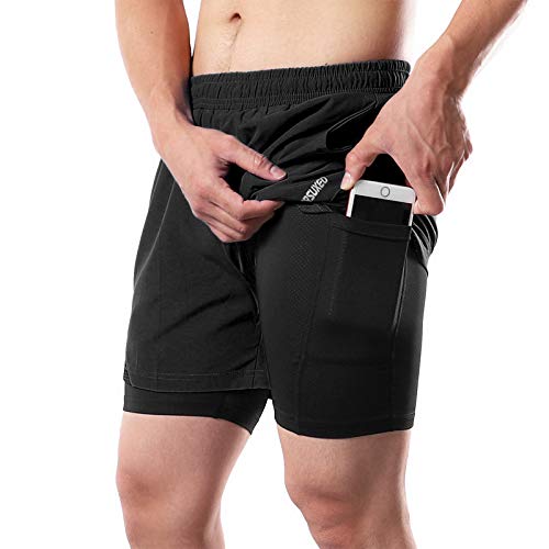 ARSUXEO 2 in 1 Running Shorts for Men 5 Inch with Liner and Phone Pocket Drying Fast Athletic Workout Shorts Black Size Large ARSUXEO 2 in 1 Running Shorts for Men 5 Inch with Liner and Phone Pocket Drying Fast Athletic Workout Shorts Black Size Large
