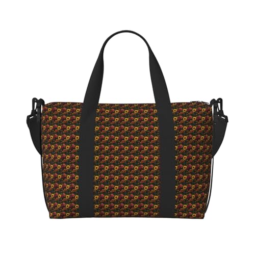 Sac de voyage polyvalent imprimé tournesol rose pour homme et femme de grande capacité