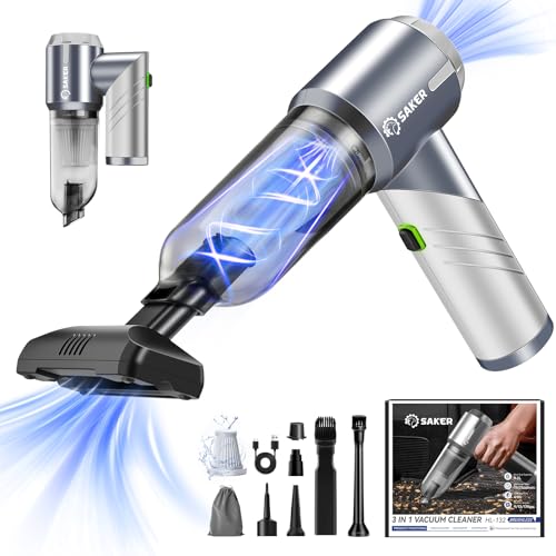 Saker Handheld Car Vacuum Portable Cordless17000Pa HL132 Silver | Small Car Vacuum…
