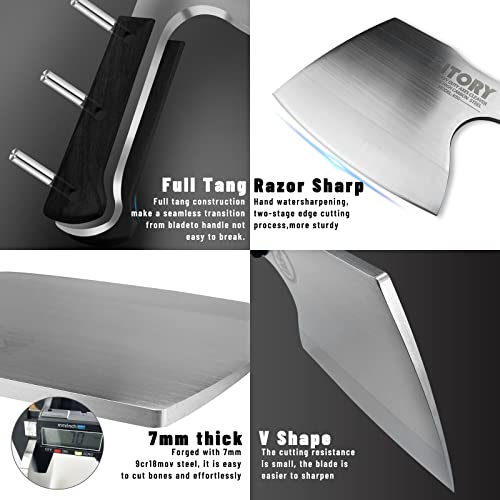 Kitory Super Heavy Duty Meat Cleaver K5S + 7 Inch Meat Cleaver Serbian Chef Knife -Mtd13 #TOP2