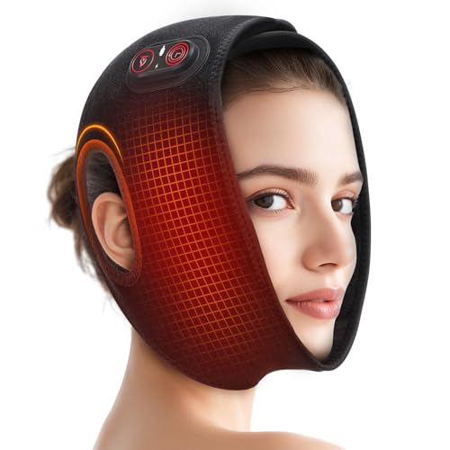 Cordless Face Heating Pad for TMJ Relief, Heated Face Wrap with 3 Heat Settings, Rechareable Heat Pad for Jaw, Chin, Wisdom Teeth, Heated Face Mask for Toothache, Muscle Tension