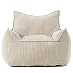 Giant Bean Bag Chair Sofa for Adults Teens, Comfy Corduroy Large Bean Bag Chairs with Armrests for Bedroom Living Room, Adult BeanBag Lazy Sofa Couch Chairs with Filler Included