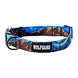 Wolfgang Heavy Duty, Adjustable Wide Venture Dog Collar with Quick Release Nylon Buckle for Walking & Training, StarryWolf Print, Medium