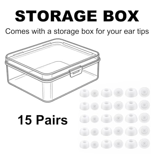15 pares de puntas para auriculares de reemplazo compatibles con Nothing Ear, Nothing Ear (a) y Nothing Ear (3) | Puntas suaves de silicona con caja de almacenamiento portátil (blanco, S/M/L) miniatura 6
