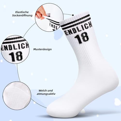 TUZELIYA 16. Geburtstag Geschenk, ENDLICH 16 Geburtstag Junge Baumwolle Socken, Tennissocken Sportsocken, Lustige Geburtstagsgeschenk für Mädchen Junge Schwester Bruder Beste Freundin, Schwarz