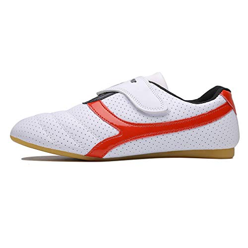 FLYFO Zapatos de Artes Marciales Zapatos de Taekwondo Antideslizante niño Adulto Hombres y Mujeres Respirable Zapatos de Karate Zapatos de Kung Fu Usable,Blanco,UER39 Cover