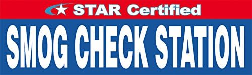 4 Less CO 3x10 Ft Star Certified Smog Check Station Vinyl Banner Sign Blue