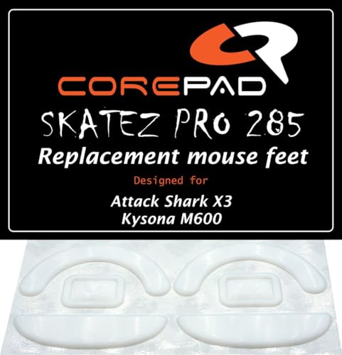 Corepad Replacement Mouse Feet for Attack Shark X3, Kysona M600, Kysona Aztec - PTFE Pad for Smooth Sliding - 28.5 x 16.5 cm
