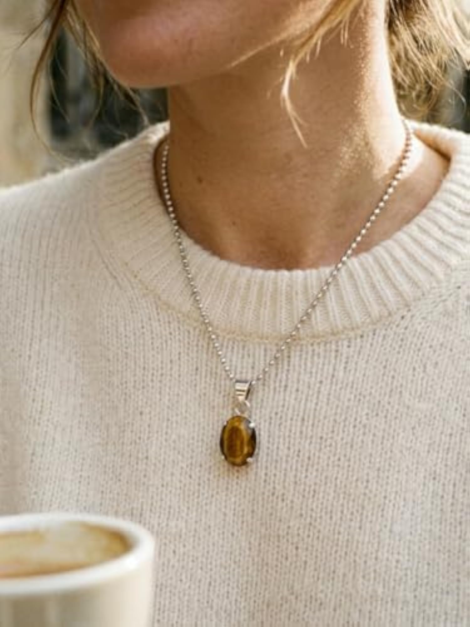 Natural Tiger Eye Pendant, Brown Gemstone Locket