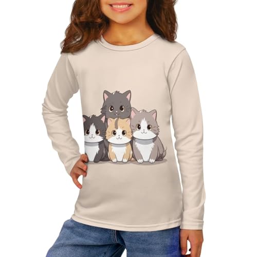 Image of Girls Long Sleeve T Shirt Cute Cartoon Crewneck Shirt for Kids 3-16Y Fall Winter Clothes