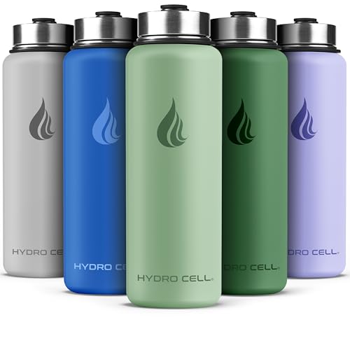 Image of HYDRO CELL Stainless Steel Insulated Water Bottle with Straw - For Cold & Hot Drinks - Metal Vacuum Flask with Screw Cap and Modern Leakproof Sport Thermos for Adults (Sage 40oz)