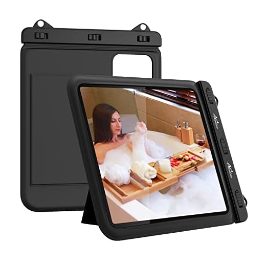 MoKo Waterproof Tablet Case Compatible with Fire HD 10, iPad 10th, iPad Pro 11 2022, iPad Air 5/4/3/2, iPad 10.2/9, Galaxy Tab S6/S7, Tab A 10.1, Stand Holder Dry Bag for Bathroom Kitchen Stand Pouch