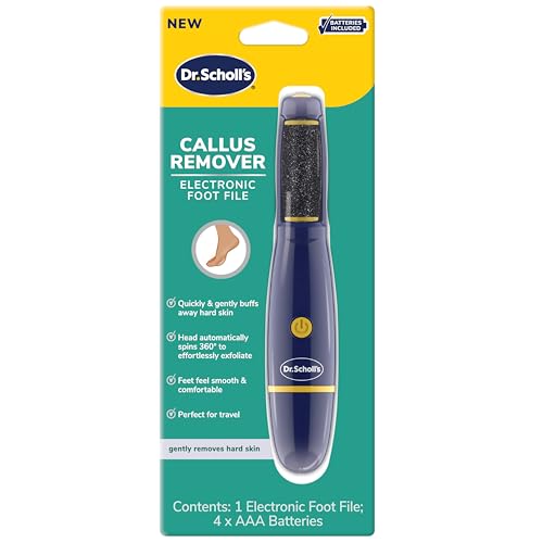 Dr. Scholl’s Callus Remover Electronic Foot File, Electric Hard Skin Removal for Feet, Effortless Soft Smooth Skin in Minutes, Perfect for Travel, for Women & Men, AAA Batteries Included