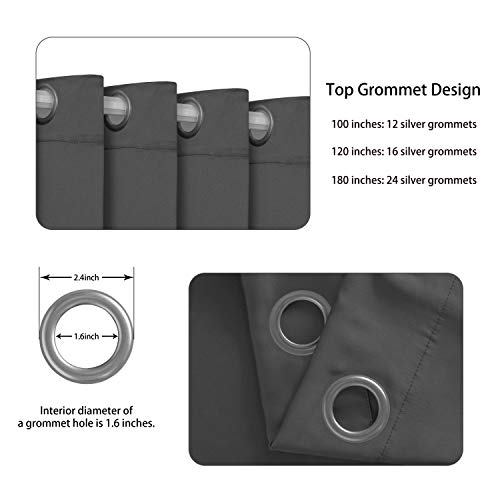 Lordtex Dark Grey Room Divider Curtains - Total Privacy Wall Room Divider Screens Sound Proof Wide Blackout Curtain For Living Room Bedroom Patio Sliding Door, 1 Panel, 8.3Ft Wide X 7Ft Tall #TOP2