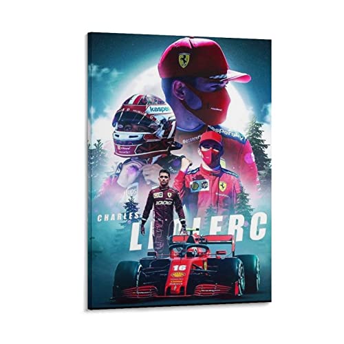 Toile de peinture F1 Charles Leclerc art mural élégant de 50x70cm pour une déco chic