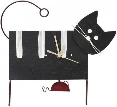 PENDULUM WALL CLOCK - LOS OXIDOS - CAT - RECYCLING METAL - FAIR TRADE (Black)