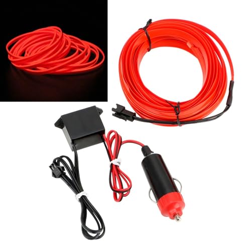 MiOYOOW - MiOYOOW El Wires Fil de Lumière 5M/16FT, DC 12V Bande Néon Lumineuse Étanche Intérieure de voiture, Éclairage Intérieur LED Flexibles pour les Décorations de Voitures