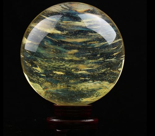 Sphère en citrine naturelle 100mm avec support pour feng shui