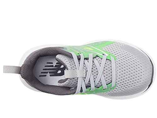 New Balance Tênis infantil unissex Rave Run V2 com cadarço, Raincloud/Green Punch/Pixel Green, 10.5