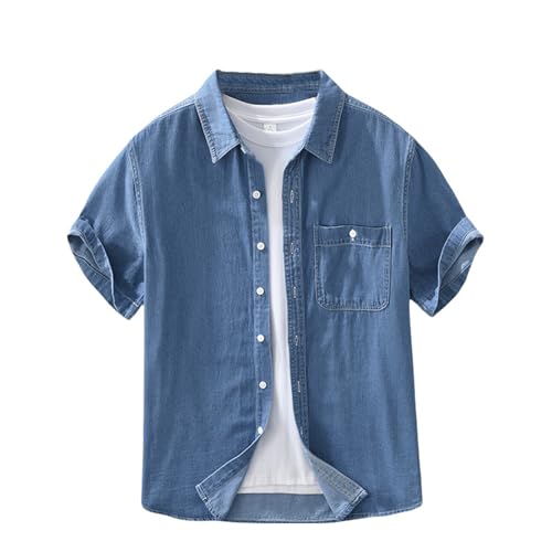 Chemise denim manches courtes homme anti-transpiration style japonais