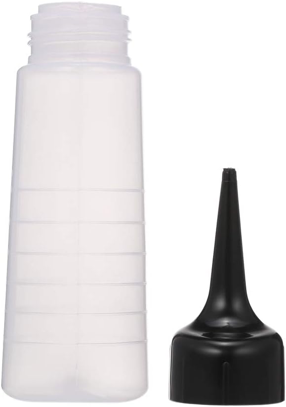 150ml Hair Dye Bottle, Professional Hair Color Mixer Applicator Bottle, Plastic Durable Dye Container with Black Slant Tip, Ideal for Salon & Home Use, 8.3 Inch Height