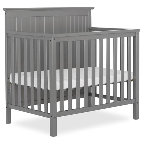 Dream On Me Ava 4-in-1 Mini Baby Crib in Steel Grey