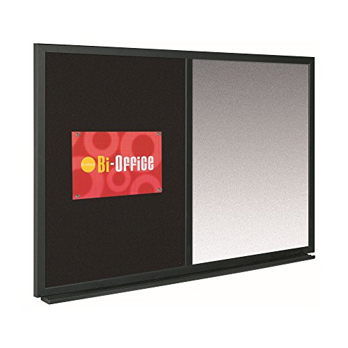 Bi-Office Combination Message Board, Silver Finish Magnetic Dry erase / Black Softouch Notice Board, 60 x 90 cm
