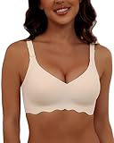 HORISUN Seamless Bras Wireless Womens Bras No Underwire Padded Bralette for Women(Nude L)