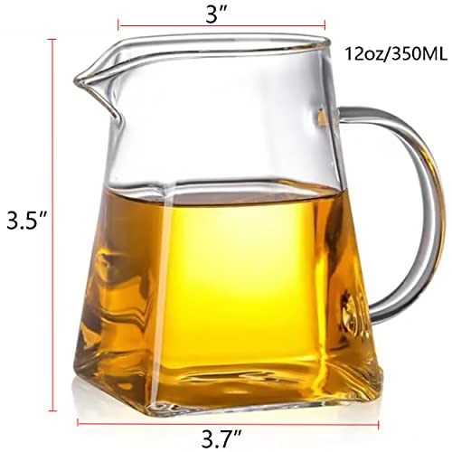 Dadamong Glass Pitcher With Handle, Milk And Cream Pitcher Cup Jug, Heat Resistant Borosilicate Glass Creamer For Coffee Tea Or Maple Syrup Serving, Stovetop & Microwave Safe (12Oz/ 350Ml) #TOP2