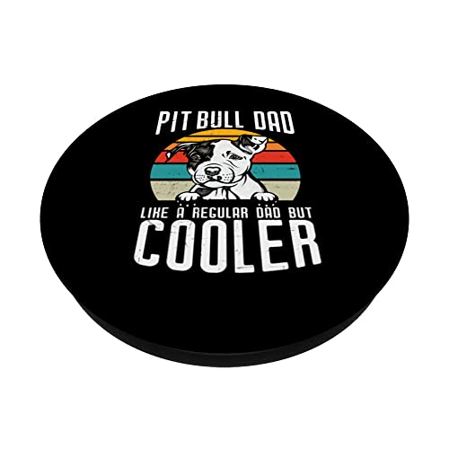 Pit Bull Dad Like A Regular Dad But Cooler Dog Lovers PopSockets Swappable PopGrip, Black - Image 2