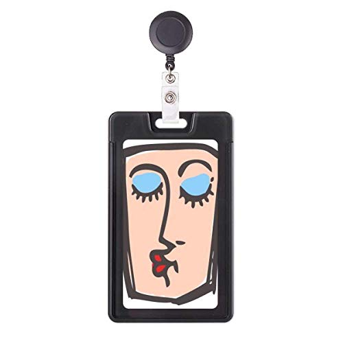 Porte-badge rétractable enrouleur robuste à motif visage abstrait artistique
