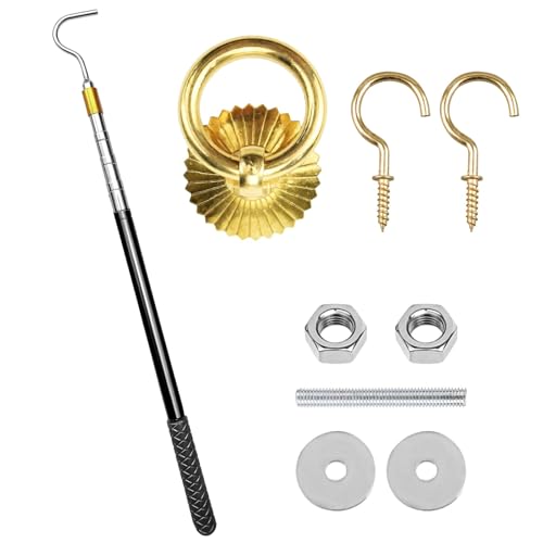 Sistema de extracción de ático de acero inoxidable, varilla retráctil con gancho, instalación rápida, piezas de repuesto