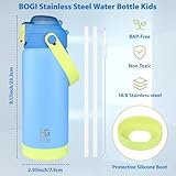 BOGI Kids Metal Water Bottle with Straw, 550ml Stainless Steel Water Bottle Kid for School Leak Proof Insulated Water Bottle with 2-in-1 Duo Lid for Boys Girls Keep Drinks 12h Hot & 24h Cold | Blue - Image 4