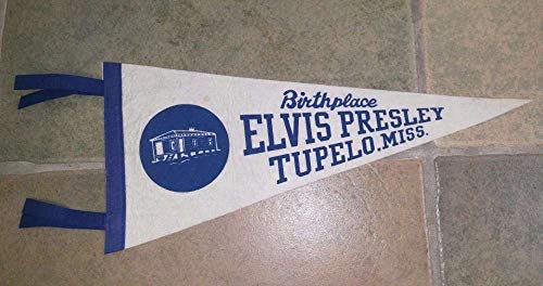 Adelson Sports Original ELVIS PRESLEY BIRTHPLACE TUPELO MISSISSIPPI PENNANT - 1970'S - UNUSUAL ORIGINAL