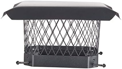 HY-C SC99 Shelter Bolt On Single Flue Chimney Cover, Mesh Size 3/4", Fits Outside Existing Clay Flue Tile Dimensions 9" x 9", Black Galvanized Steel