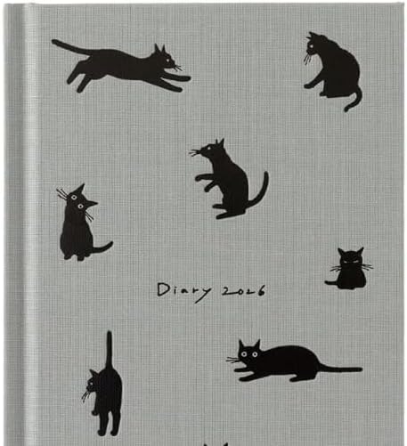 手帳 2026年 B6変型 ウィークリー ネコ柄 グレー (2026年1月始まり)
