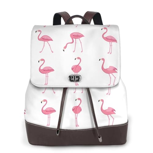 Sac à dos en cuir pour femme flamants roses idéal pour vos balades d'été et le bureau