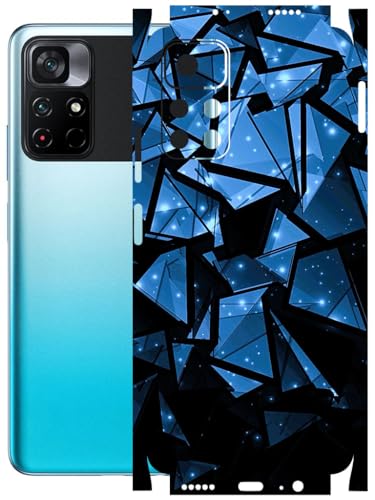 Image of AtOdds - Full Body Back Screen Guard Protector Film - Lamination Wrap Skin Sticker Compatible with Poco M4 PRO (5G) | Scratchproof Matte Finish (Blue Crystals)