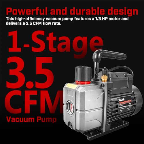 XtremepowerUS HVAC Vacuum Pump Manifold HVAC R134a, R12, R22, R410a, A/C Refrigeration R134, R134 Quick Connector AC Manifold Gauge Air Conditioner Oil Bottle w/Bag (3.5CFM) by XtremepowerUS - Used condition - Image 3