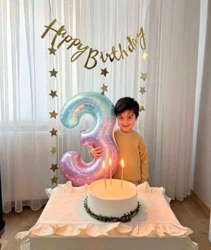Image of Number Balloons 8 Balloon 40 inch for 8 Birthday Decorations, Blue and Pink | Saturated Color, Large 40 in, With Inflation Straw & Hanging Hole, Great for Men's Party, Back-To-School Season, Pool Party