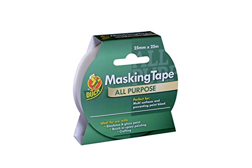 Duck Tape All Purpose Masking Tape 25mm x 25m, indoor painting and decorating for multi surfaces prevent paint bleed