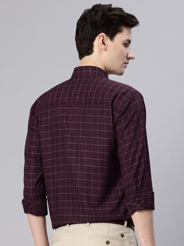 Image of Majestic Man Men's Pure Cotton Slim Fit Checkred Full Sleeve Classic Collar Everyday Formal Shirt