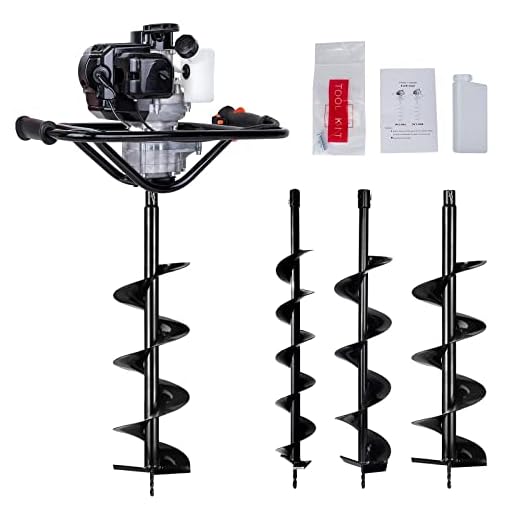 Pumplus Gas Powered 52CC Post Hole Digger 6"+10" Earth Auger Drill Bits for Fence and Planting